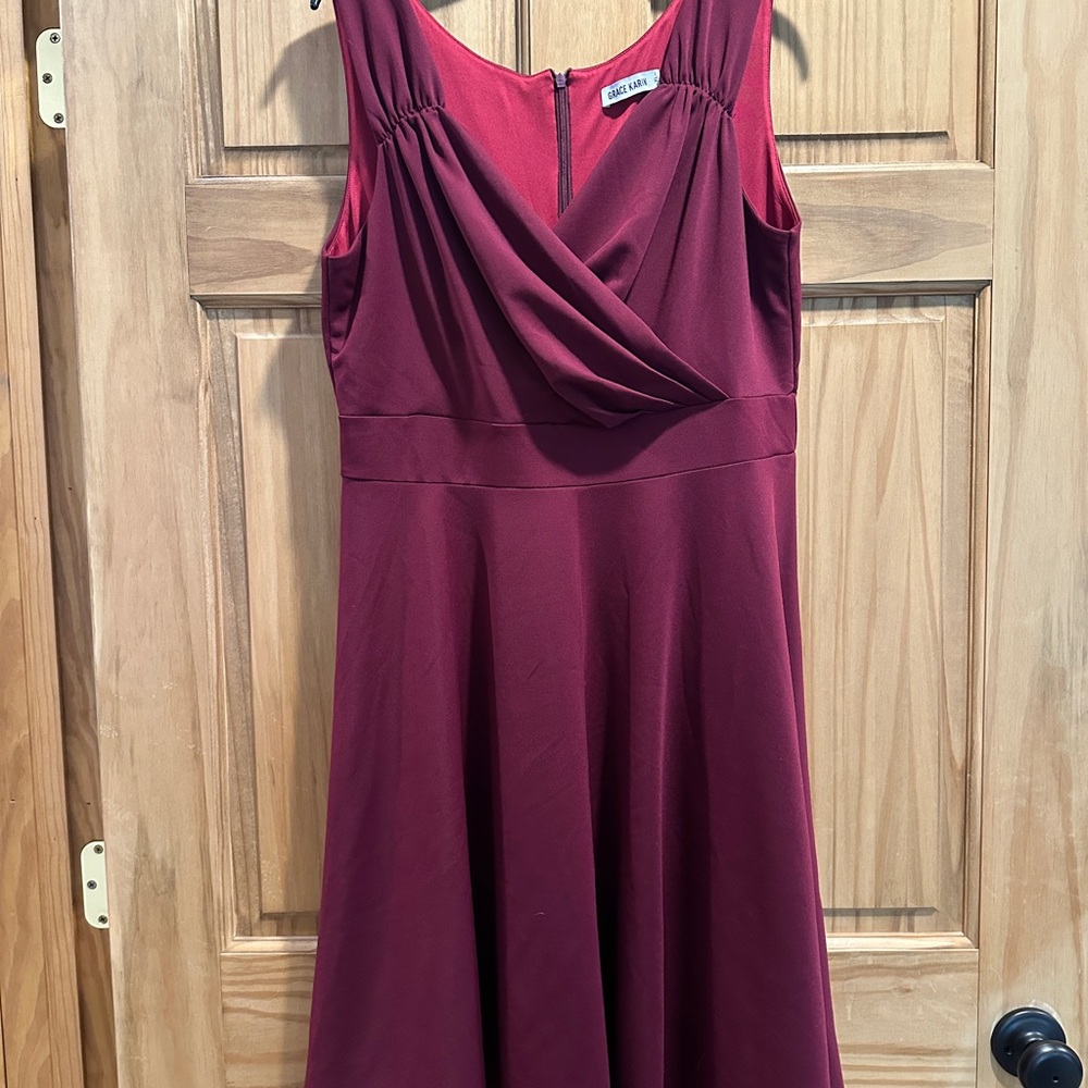 Wine Sleeveless Dress